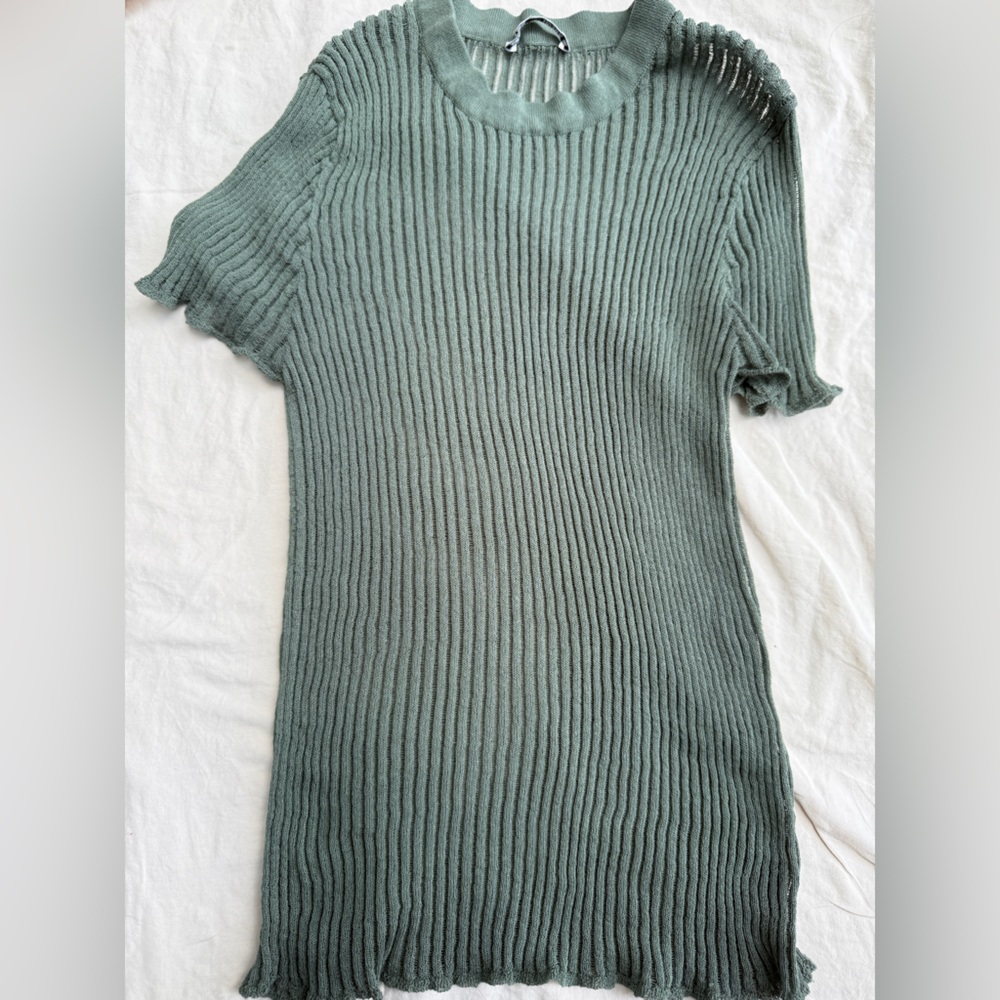 Zara Ribbed Knit Top in Sage